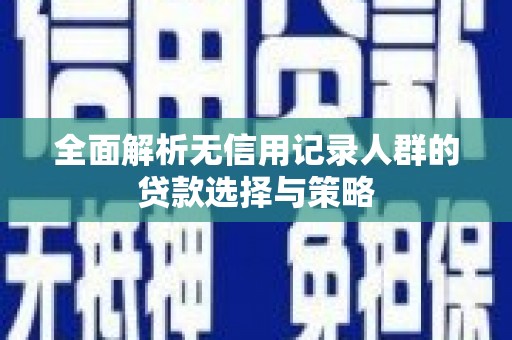 西市全面解析无信用记录人群的贷款选择与策略